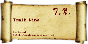 Tomik Nina névjegykártya